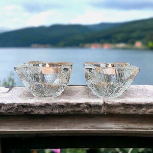 Vintage Blenko Textured Glass Candle Holders Sculptural Midcentury Modern Artisa